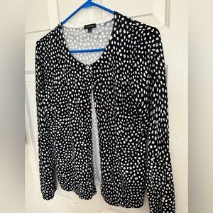 * NWOT Talbots Dark Navy Cardigan Sweater Print SZ Medium *